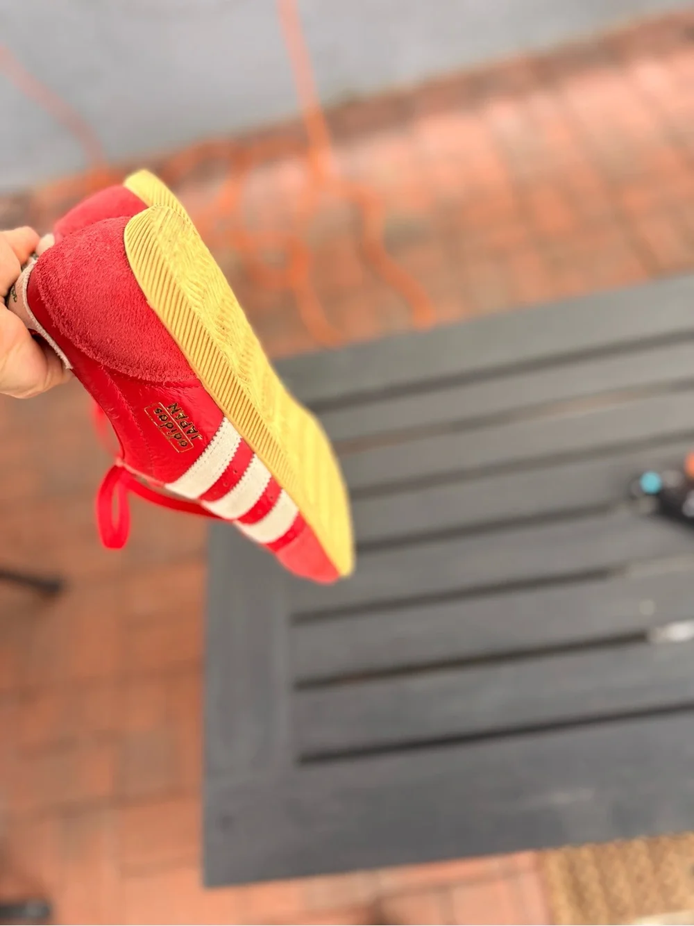 adidas Kids Red Sneakers with White Stripes